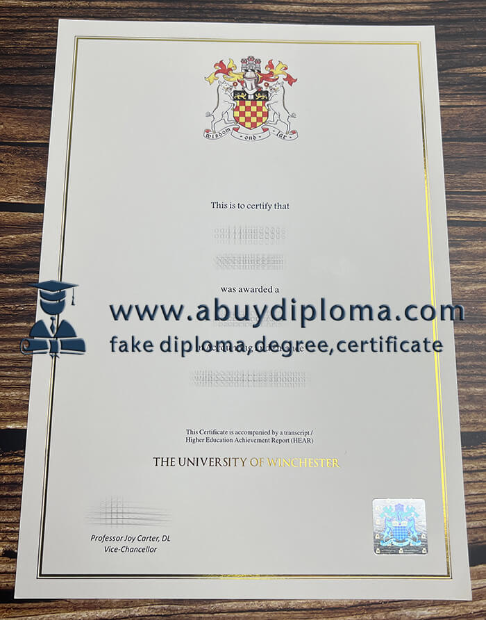 Buy University of Winchester fake diploma.