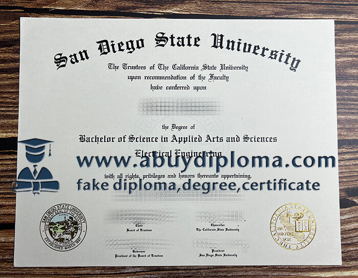 Buy San Diego State University fake diploma.