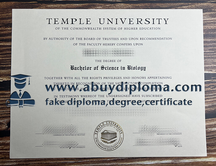 Buy Temple University fake diploma, Make TU diploma.