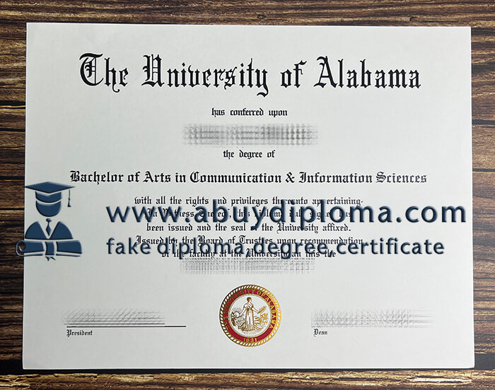 Buy University of Alabama fake diploma.