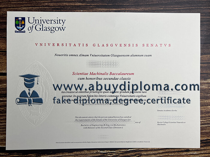 Buy University of Glasgow fake diploma.