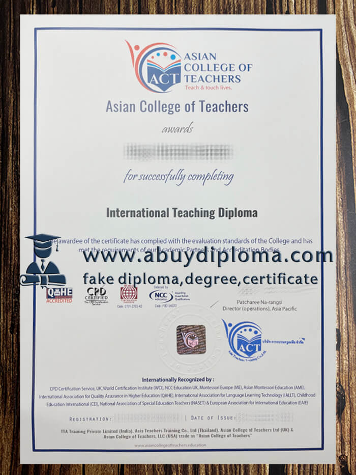 Get Asian College of Teachers fake diploma, Make ACT diploma.