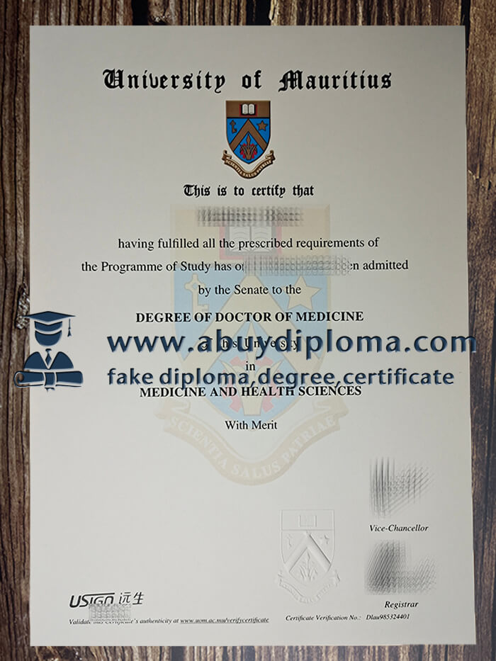 Buy University of Mauritius fake diploma.