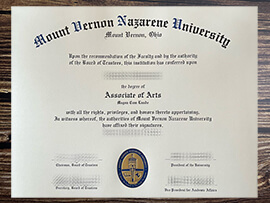 Fake Mount Vernon Nazarene University diploma.