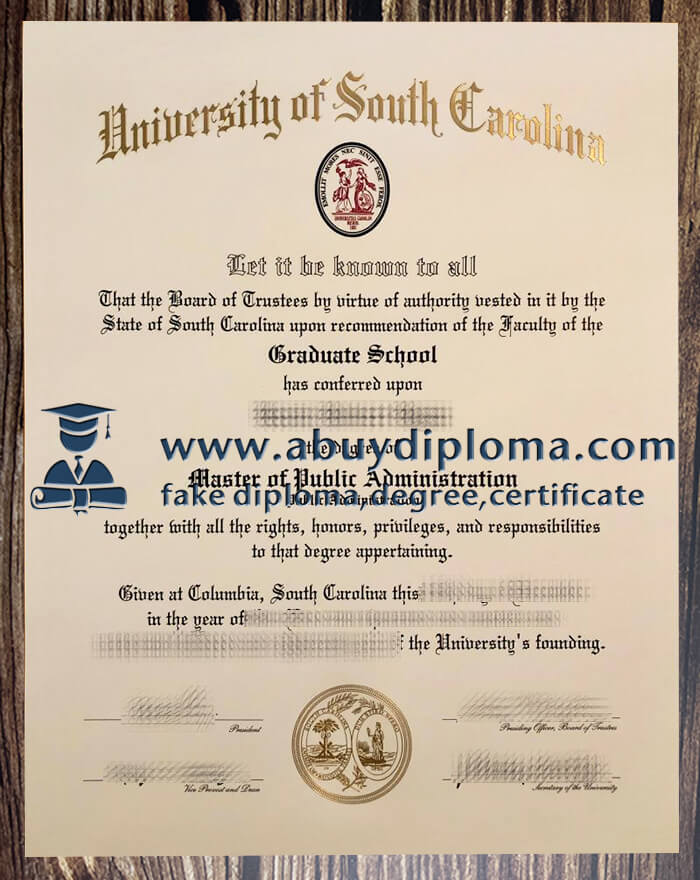 Buy University of South Carolina fake diploma online.