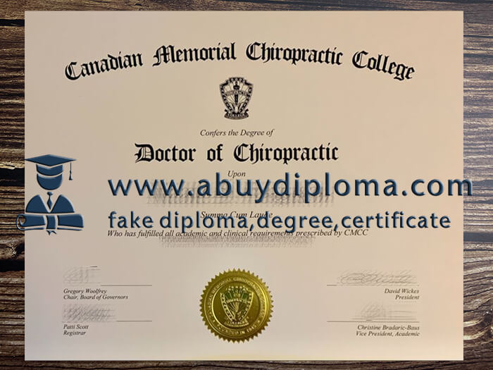 Buy Canadian Memorial Chiropractic College fake diploma, Fake CMCC degree.