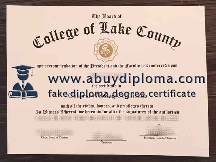 Get College of Lake County fake diploma online.
