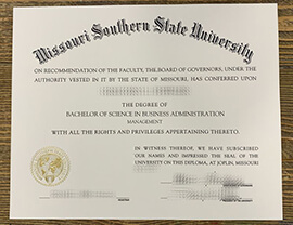 Fake Missouri Southern State University diploma.