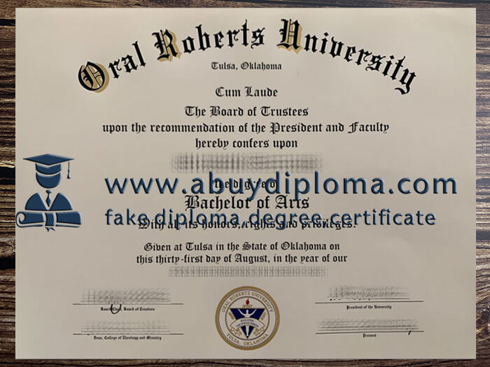 Buy Oral Roberts University fake diploma, Fake ORU degree.