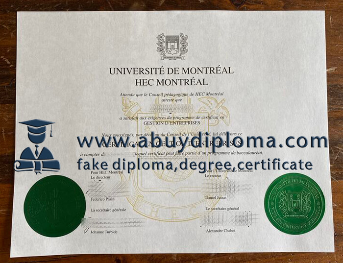 Buy Université de Montréal HEC Montréal fake degree.