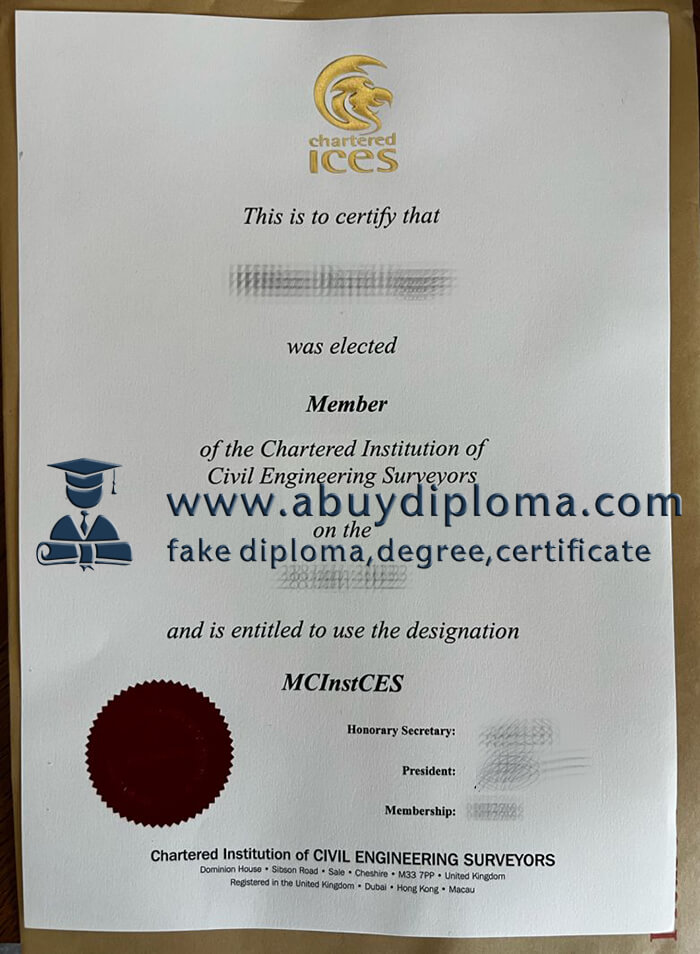 Buy Chartered ICES fake diploma online.