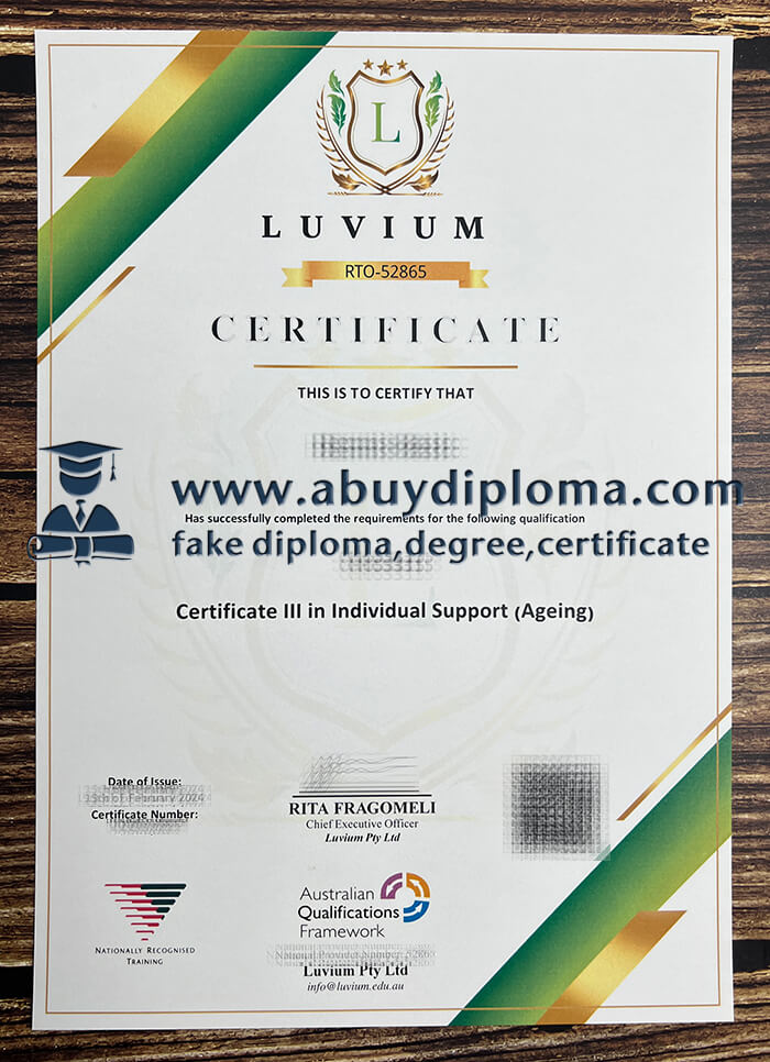 Buy Luvium Pty Ltd fake certificate online.