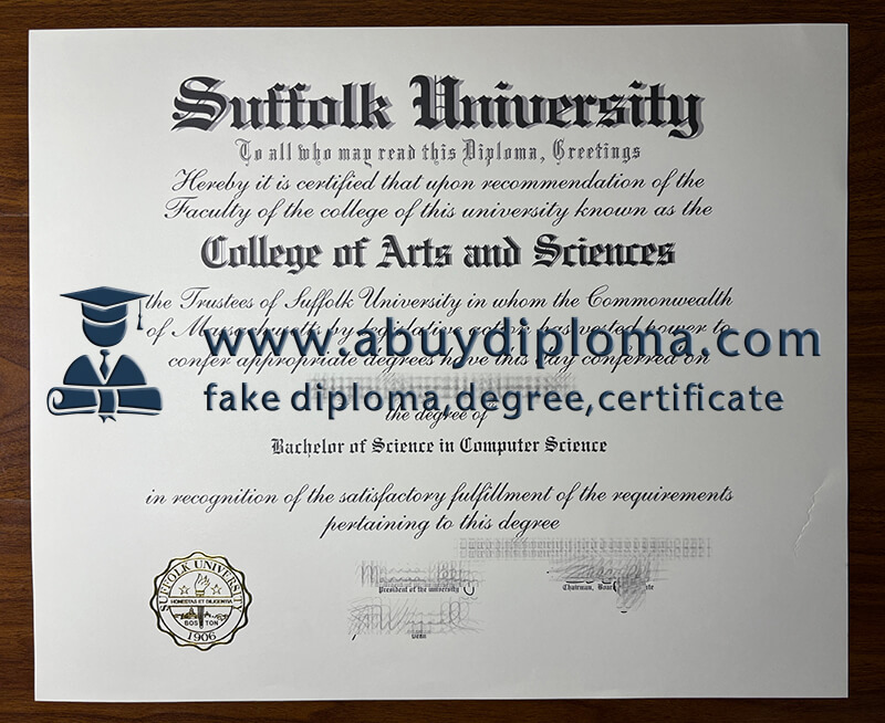 Buy Suffolk University fake diploma, Fake Suffolk University degree.